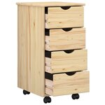 vidaXL Cabinet roulant 34 x 39 x 65 5 cm Bois de Pin Massif Marron