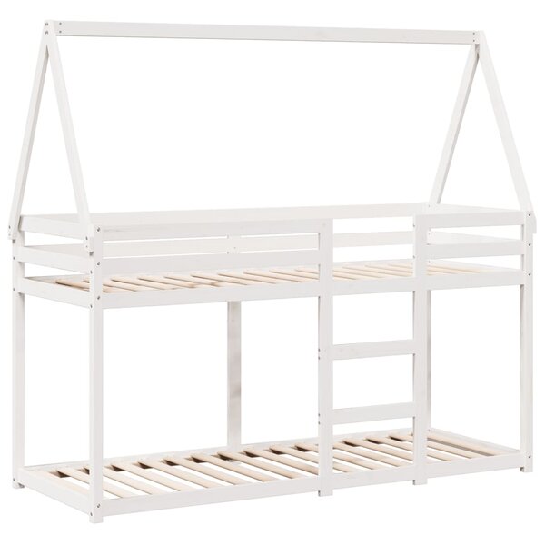 vidaXL Lit superposé avec toit blanc 90x200 cm bois de pin massif