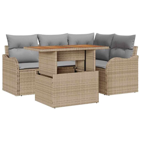 vidaXL Ensemble de canapé de jardin 5 Pièces Beige et Gris clair
