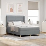 vidaXL Lit à ressorts avec matelas Gris clair 190 x 140 cm tissu