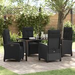 vidaXL Ensemble de repas de jardin 5 pièces Noir Poly Rattan