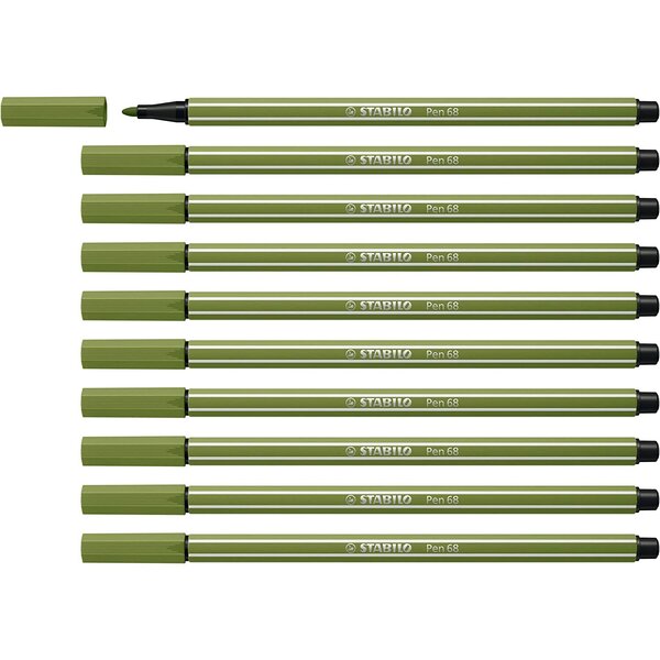 Stylo feutre Pen 68  vert mousse x 10 STABILO