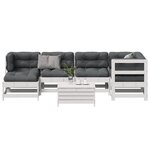 vidaXL Salon de jardin 7 Pièces avec coussins blanc bois de pin massif