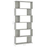 vidaXL Bibliothèque/Séparateur de pièce Gris béton Bois d'ingénierie