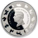 Monnaie YEAR OF THE GOAT With Pearl 1 Oz Argent 5$ Solomon Islands 2026 (PRÉCOMMANDE)