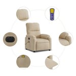vidaXL Fauteuil inclinable de massage électrique crème