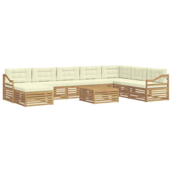 vidaXL Ensemble de canapés d'extérieur 9 pc Blanc et crème Polyester
