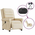 vidaXL Fauteuil inclinable de massage électrique crème tissu