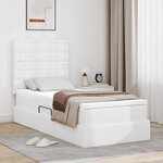 vidaXL Lit avec rangement et LED Blanc pur 100 x 200 cm Simili cuir