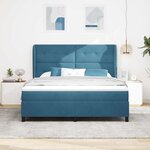 vidaXL Lit à ressorts avec matelas Bleu foncé 200 x 180 cm Velours