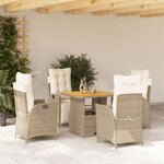 vidaXL Ensemble à manger de jardin avec coussins 5Pièces Beige poly rotin