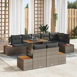 vidaXL Ensemble de salle à manger pour jardin 9 Pièces Gris et marron