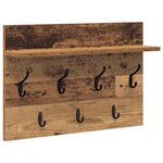 vidaXL Porte-manteau mural avec étagère Bois ancien 60 x 40 x 12 cm