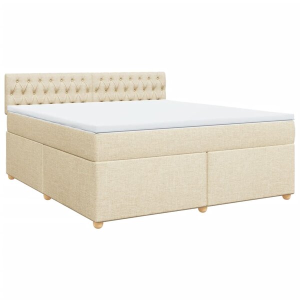 vidaXL Sommier à lattes de lit avec matelas Crème 180x200 cm Tissu