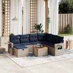vidaXL Salon de jardin 8 Pièces avec coussins gris résine tressée