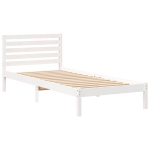 vidaXL Cadre de lit avec tête de lit Blanc 90 x 210 cm Pin massif