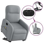 vidaXL Fauteuil inclinable de massage électrique Gris clair Tissu