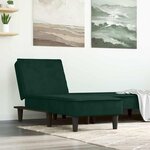 vidaXL Chaise longue vert foncé velours