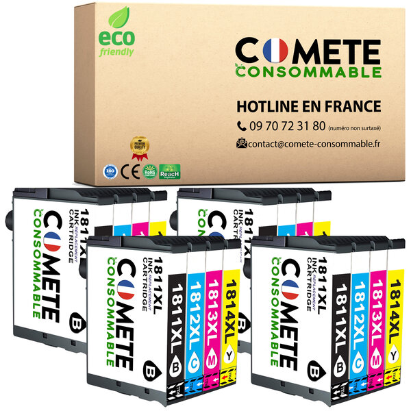 18XL - 16 cartouches compatibles pour Epson 18 XL - COMETE