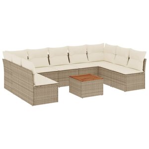 vidaXL Salon de jardin avec coussins 10 Pièces beige résine tressée