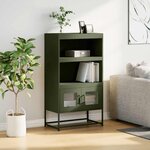 vidaXL Buffet haut vert olive 68x39x123 cm acier