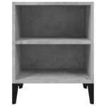 vidaXL Table de chevet avec pieds en métal gris béton 40x30x50 cm