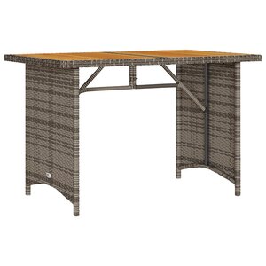 vidaXL Table de jardin avec dessus en bois gris 110x68x70 cm rotin