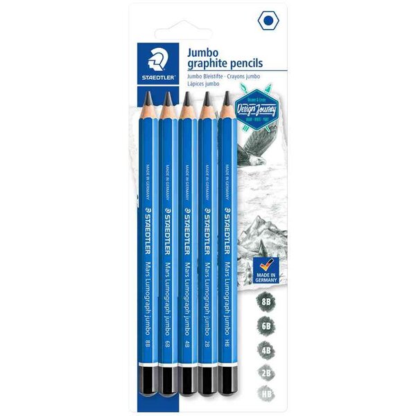 Crayon graphite Mars Lumograph jumbo  blister de 5 STAEDTLER
