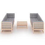 Salon de jardin meuble d'extérieur ensemble de mobilier 9 pièces avec coussins bois de pin massif 02_0017926
