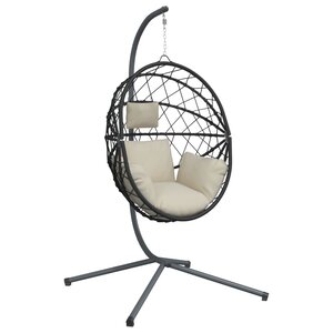 vidaXL Chaise suspendue en forme d'œuf et support beige rotin et acier