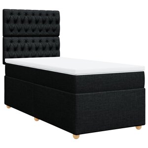 vidaXL Sommier à lattes de lit avec matelas Noir 90x200 cm Tissu