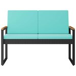 vidaXL Banc extérieur Noir et turquoise 107 x 61 x 80 cm polyrotin