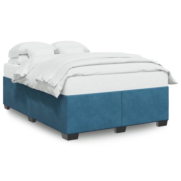 vidaXL Cadre de lit bleu 140x200 cm velours