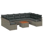 vidaXL Ensemble de canapé de jardin 10 Pièces Gris Poly rotin