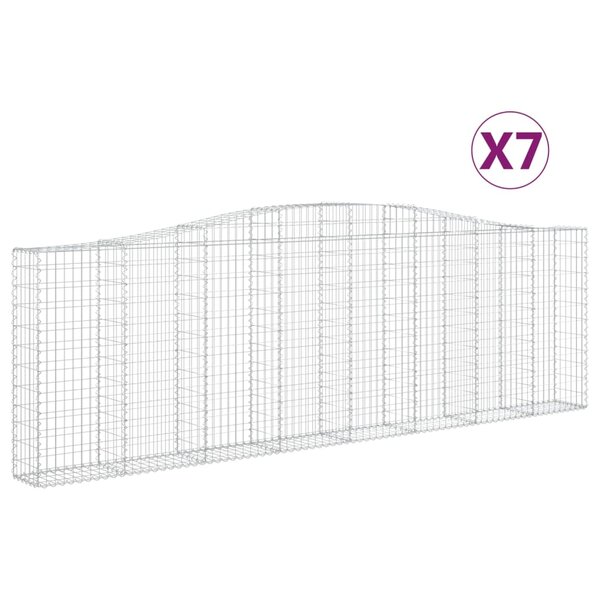 vidaXL Paniers à gabions arqués 7 Pièces 400x30x120/140 cm Fer galvanisé