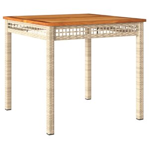vidaXL Table de jardin beige 80x80x75 cm résine tressée et bois acacia