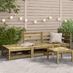 vidaXL Canapé de jardin et repose-pieds 2 places bois de pin imprégné