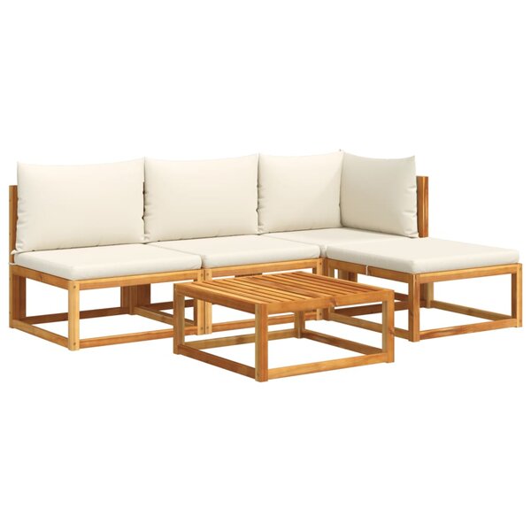 vidaXL Salon de jardin avec coussins 5 Pièces Bois d'acacia solide