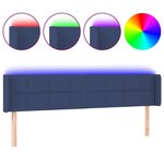 vidaXL Tête de lit à LED Bleu 183x16x78/88 cm Tissu