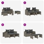 vidaXL Salon de jardin 5 Pièces avec coussins empilable gris polyrotin