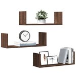 vidaXL Étagères murales 3Pièces chêne marron 58x18x18cm bois d'ingénierie