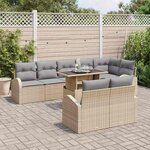 vidaXL Ensemble de canapé de jardin 9 Pièces Beige Poly rotin