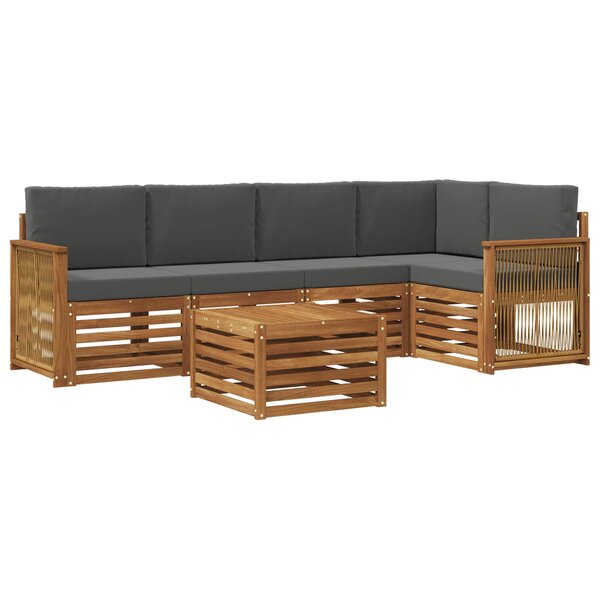 vidaXL Ensemble de canapés d'extérieur 5 pc Naturel et Anthracite