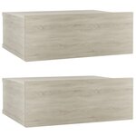 vidaXL Tables de chevet flottantes 2 Pièces Chêne sonoma Bois ingénierie