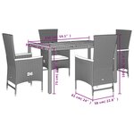 vidaXL Ensemble à manger de jardin coussins 5Pièces Noir Résine tressée