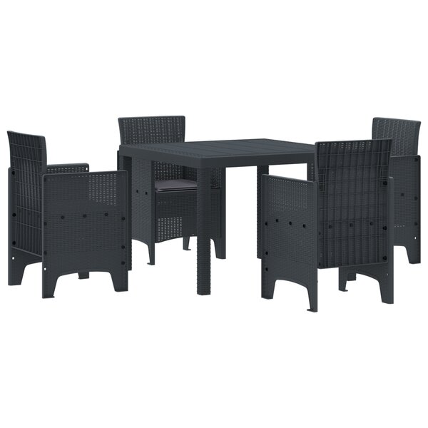 vidaXL Ensemble de jardin 5 pièces avec coussins Anthracite en Rotin Polypropylène