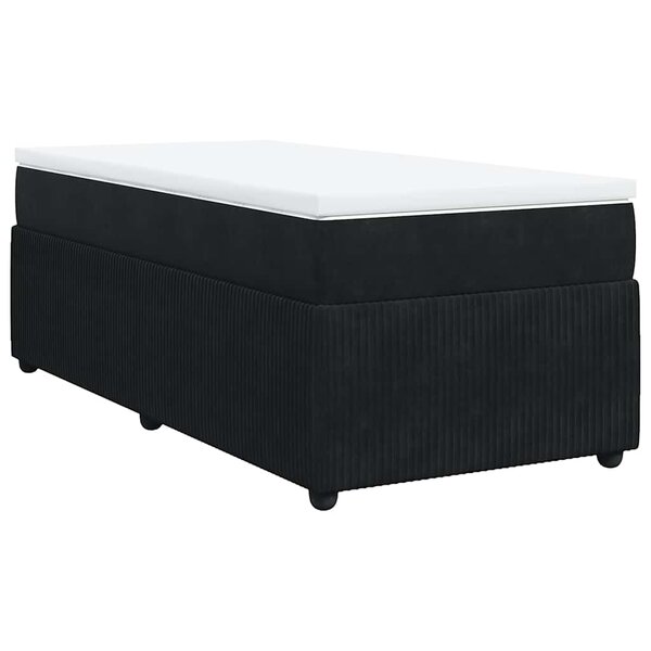 vidaXL Sommier à lattes de lit avec matelas Noir 90x190 cm Velours
