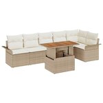 vidaXL Ensemble de canapé de jardin avec coussin 7 Pièces beige et crème