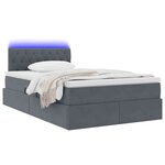 vidaXL Lit de rangement LED avec matelas Gris foncé 120 x 200 cm
