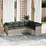 vidaXL Salon de jardin 6 Pièces avec coussins gris clair résine tressée